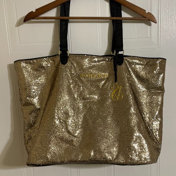 Victoria's Secret Glitter Gold Tote Bag - Picture 1 of 4